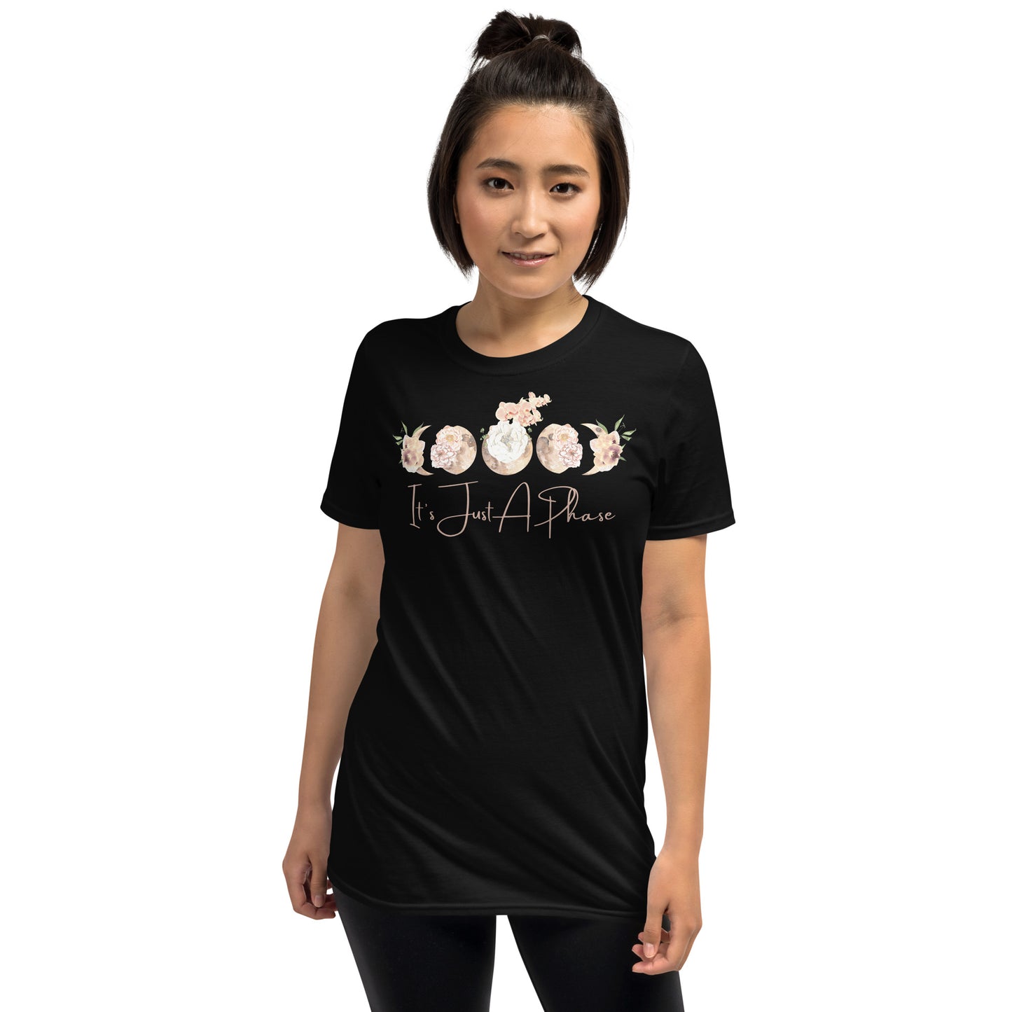 Graphic Print Tee - It&#39;s Just A Phase Moon Phase - Basic Black Tee - Short-Sleeve Unisex T-Shirt